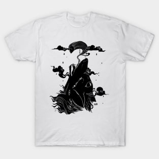 Wolf With Ghost In The Clouds T-Shirt